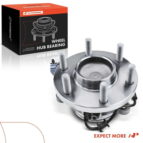 Heavy Duty Front Wheel Bearing And Hub Assembly With ABS And 6 Lug For Nissan Frontier 2005-2023, boxed and unboxed view