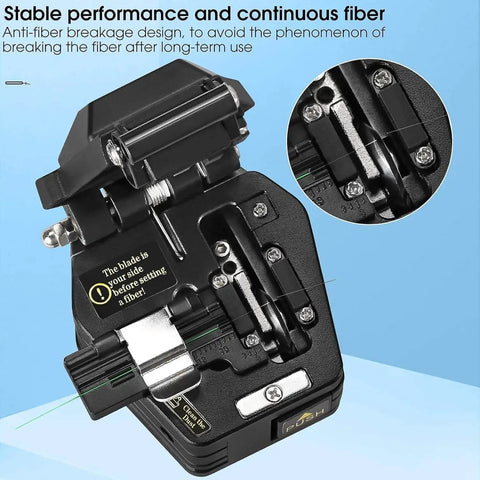 Pro Grade Fiber Optic Cleaver And Cable Cutter Set With Automatic Return, close-up of tungsten blade and mechanism