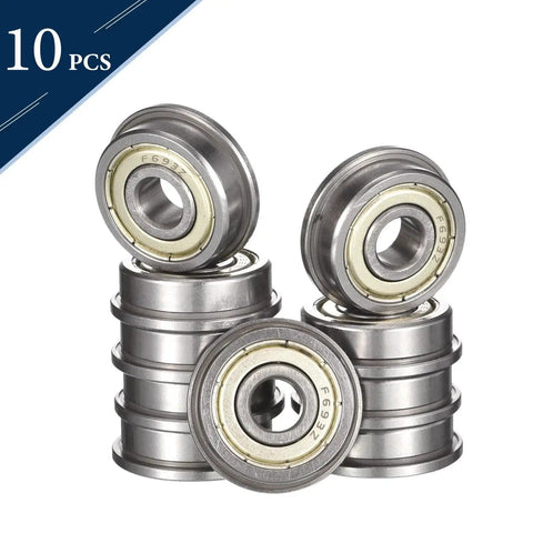 10 Industrial Grade Flanged Miniature Ball Bearing F693ZZ ABEC1, 3mm ID, 8mm OD, Chrome Steel GCr15, in stack view