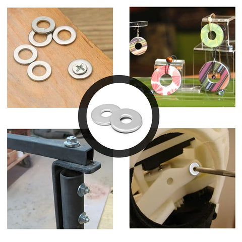 M4 stainless flat washers, 12 mm OD, 1 mm thick, 100 pcs (Amazon)