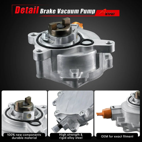 AOTPAT brake vacuum pump with aluminum housing and mounting flanges, front view.
AOTPAT brake vacuum pump close-up showing copper-toned valve and O-ring seal.
AOTPAT brake vacuum pump side view with ribbed aluminum housing.
AOTPAT brake vacuum pump rear port with orange plug.