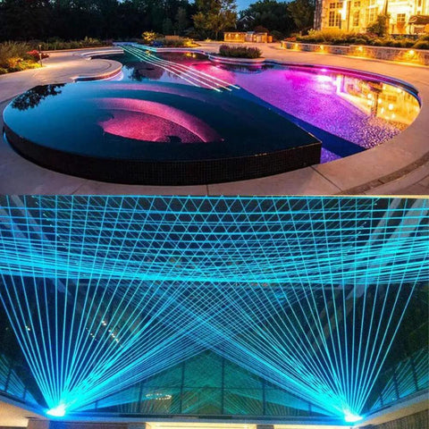 Side Glow PMMA Fiber Optic Cable 1.5mm By 5m Waterproof Light Wire creating colorful lighting effects in outdoor space