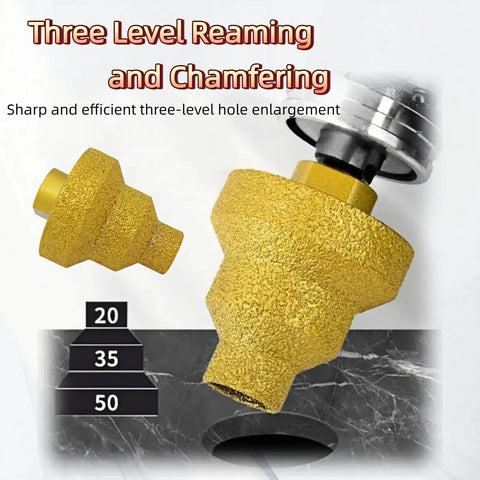 Diamond Step Drill Bit Set 20mm 35mm 50mm M10 Thread Hole Opener For Tile Concrete Marble Chamfer And Polish With Angle Grinder Three Sizes In One Tool
