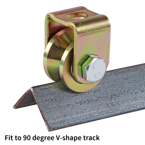 V Groove Caster 1.25 Inch Wheel With Bracket For Inverted Track Suitable For Sliding And Rolling Gates, on track