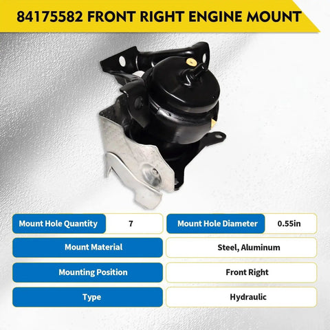 Front Right Engine Mount, 84175582, for 2014-2018 Chevrolet Silverado 1500 and GMC Sierra 1500, hydraulic, steel/aluminum