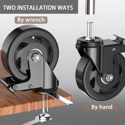 4 Inch Stem Casters Set Of 4 Heavy Duty Swivel Castors With Three Eighths Inch Diameter Threaded Stem installation options