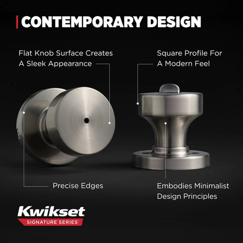 Pismo Interior Round Privacy Door Knob With Lock In Gunmetal Finish for Bedroom and Bathroom, contemporary design view with flat knob surface and square profile