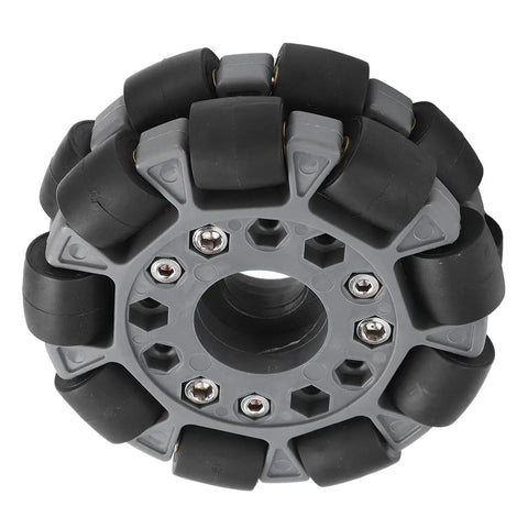 Omni Wheel 100mm Double Plastic Robot Wheel With 360 Degree Movement and Kickass Rubber Rollers Nylon and Brass Bearings 20 Kg Load Capacity