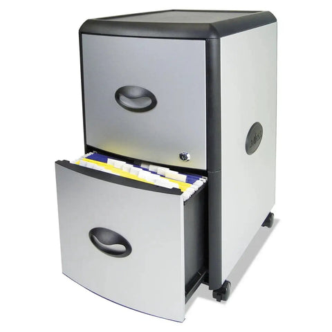 Two Drawer Mobile File Cabinet With Locking Drawers For Security Letter File Rails And Front Label Holders Easy Glide System