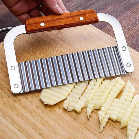 Two Piece Wavy Crinkle Cutter Set For Carrots Potatoes And Veggies With Stainless Steel Blades And Oak Handle Serrated Salad Chopping Knife Your Go To Veggie Slicer For Quick Prep