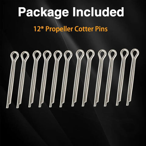 12 Pack Marine Propeller Cotter Pins Stainless Steel 304 Durable Replacement For Suzuki Outboard Motors Displayed on Black