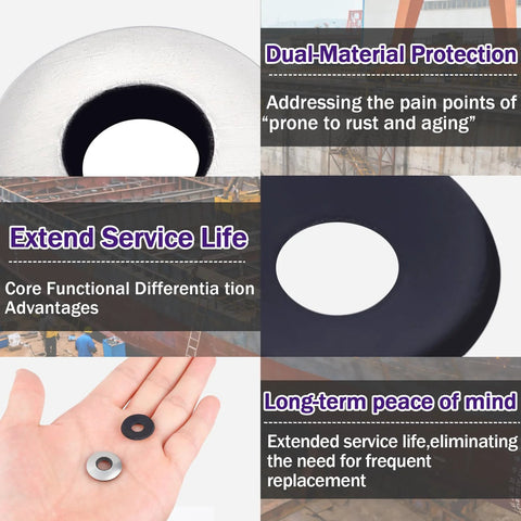 Ranstac stainless steel neoprene EPDM bonded sealing washers, 5/16 x 1-1/4, 100 pcs for screws and bolts