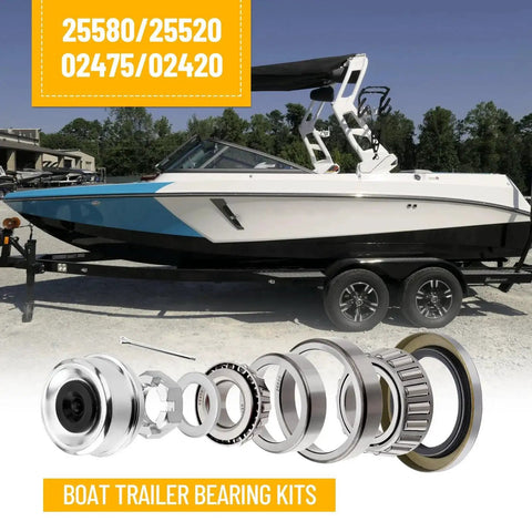 Boat trailer with Trailer Hub Bearing Kit For 8000 Lb Axles Four Sets Included With Inner Bearings 25580 And Inner Races 25520