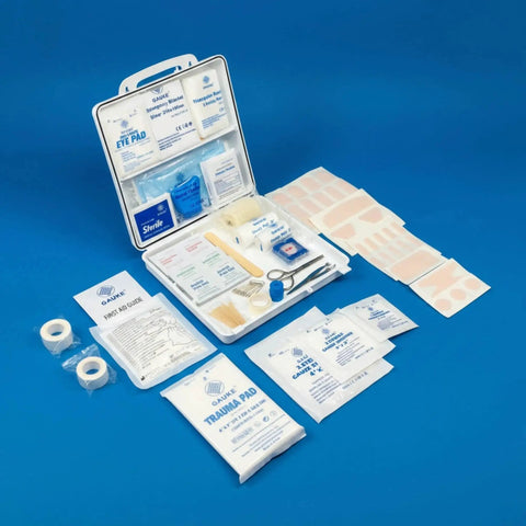 Premium 321 Piece First Aid Kit With Hard Case Grab-And-Go Ready For Home Car Office School And Vehicle By M2 BASICS shown open