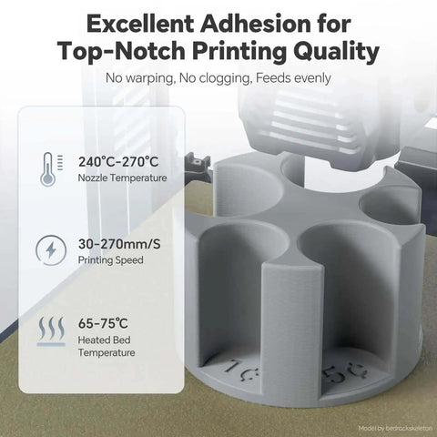 3D printed part with nozzle temperature and bed temperature details for PetG 3D Printer Filament 1.75mm 1kg Black Built Tough With High Impact Resistance And Dimensional Accuracy 0.02mm Weatherproof And Chemically Stable Fits FDM Printers For Smooth Reliable Prints.