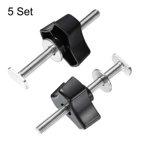 5 Piece Pro Grade T Track Bolts Knob Kit For Woodworking Jigs And Fixtures M8x100mm Threaded Bolts M8x50mm Triangle Hand Knobs