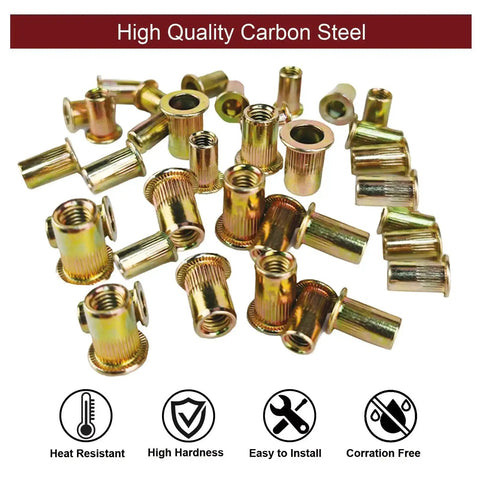 850 Piece Metric Rivnut Kit For Metal DIY Projects Includes M3 To M10 Rivnuts In Six Sizes With Zinc Coated Carbon Steel