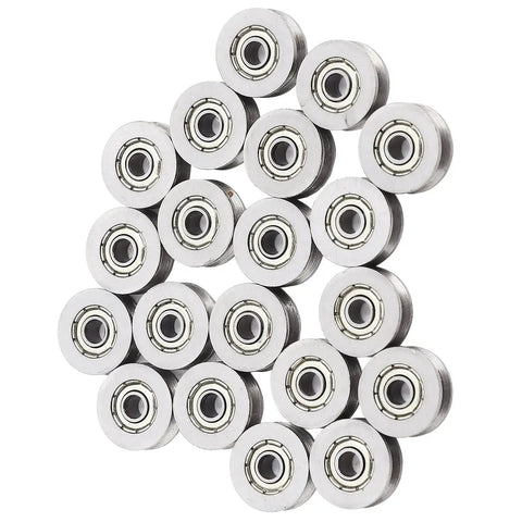 V Groove Ball Bearing Set 20 Pcs Miniature Steel V Pulley Bearings 3x12x4mm for Rail Track Linear Motion Systems Carbon Steel Build