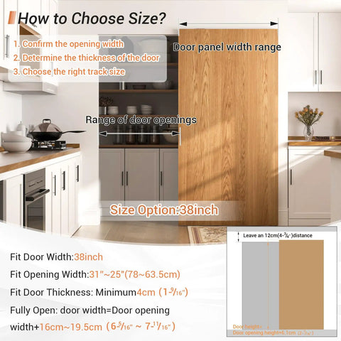 Concealed 38 Inch Sliding Barn Door Hardware Kit With Soft Close Aluminum Hidden Track System Wall Mount No Floor Track Fits Opening Width 25 To 31 Inches Door Not Included Smooth Quiet Operation And Durable Construction
