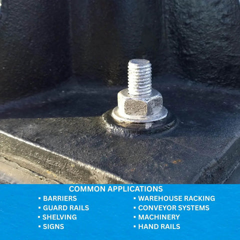3/8 Inch By 3-3/4 Inch Stainless Steel Wedge Anchor installed in concrete with nut and washer, suitable for various applications.