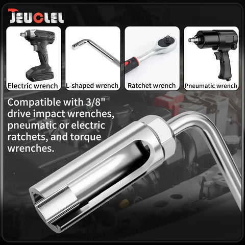 Oxygen Sensor Socket 22mm 7/8 Inch 3/8 Drive Offset O2 Sensor Removal Tool with side wire cutout, compatible with wrenches