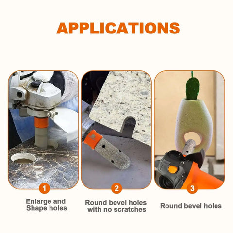 Diamond Finger Milling Bit for Porcelain Tile and Stone, 3/5 Inch Dry Core Drill Bit in action enlarging and shaping holes