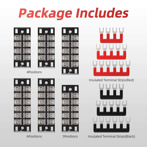 15A Screw Terminal Block 4P 5P 6P Dual Row Covered 600V Pre Insulated Barrier Strips 12 Piece Set With Wiring Strips
