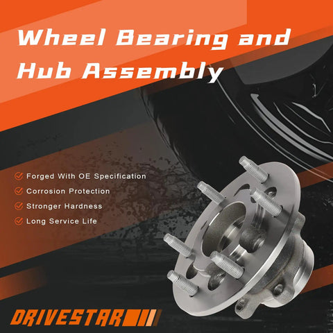 Pair Front Wheel Hub And Bearing Assembly For Chevrolet Colorado 2009 2012 And GMC Canyon 2009 2012 6 Lug 2WD ABS Front Left Right With SKF BR930702 Dorman 951 246 Cross Reference, showcasing sturdy metal construction with lug bolts.