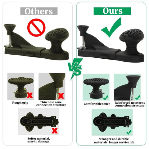 Comparison of hidden fastener installation tools for Trex hidden fasteners and composite decking showcasing improved grip and durability.