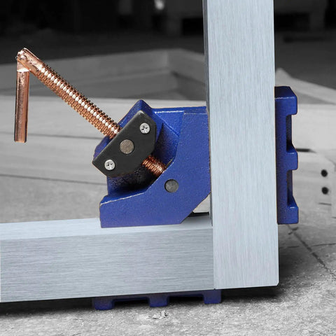 Heavy Duty Cast Iron Welder's Angle Clamp For Precise 90 Degree Joints, Unobstructed Workspace, Two Way Swivel Spindle Auto-Adjusts