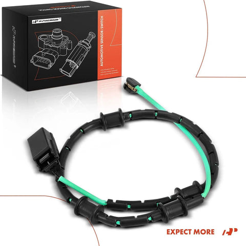 A-Premium brake pad wear sensor cable for Jaguar XF 2013–2015 front, black housing with green wire