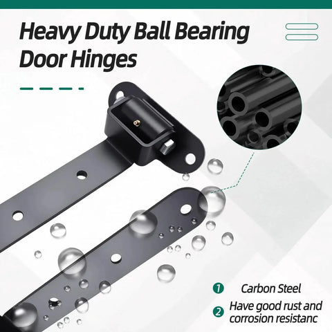 Front view of Beefy 13 Inch Gate Hinges Set with 900 lb capacity, carbon steel, matte black frosted finish, bolt-on, ball bearing.