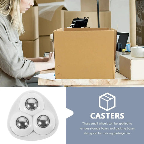 Adhesive Ball Caster Wheels For Furniture Flat Mount ABS Material 20 Lbs Load Per Wheel Mini Universal Castors installed