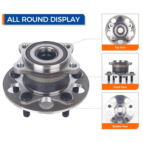 Rear Wheel Hub And Bearing Assembly 512666 For Toyota And Lexus SUVs And Sedans Fits 2021-2023 Lexus ES250, top front bottom views