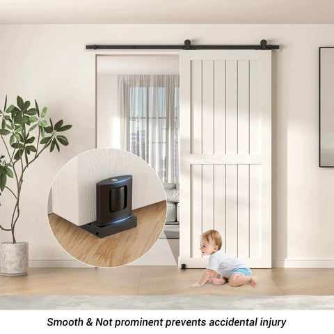 Sliding Barn Door Bottom Floor Guide With Adjustable U Shaped Flat Bottom Design Easy To Install And Wall Mounted Black Finish