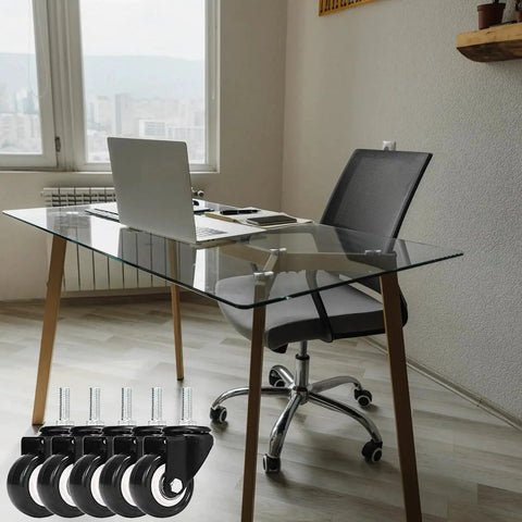 1.5 Inch Silent Office Chair Wheel Replacement Set 5 Piece with 360 Degree Swivel Casters under office chair in modern home office