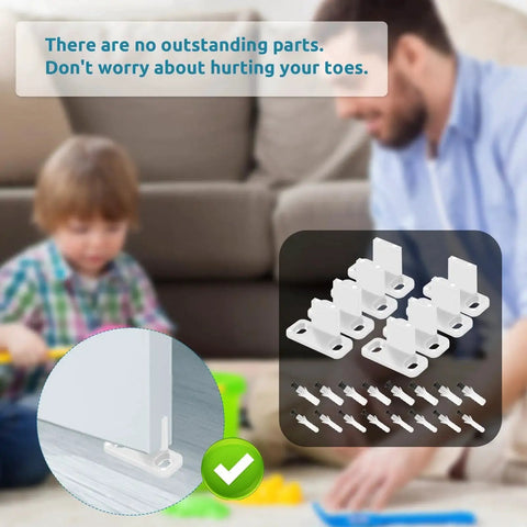 Eight Piece White Sliding Closet Door Floor Guides For Bypass And Pocket Doors Made From Durable POM Material Floor Mounted