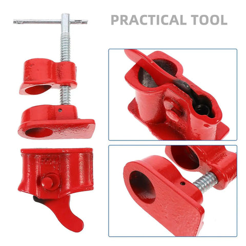 Lightweight 1/2 Inch Quick Release Pipe Clamp for Woodworking and Wood Gluing, red heavy duty workholding tool details