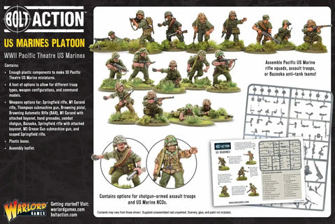 Pacific Theater US Marines Bolt Action 28mm Plastic Miniatures Set Paintable Unpainted Tabletop Figures