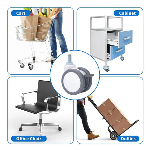 Desk Chair Wheels Replacement Noiseless Swivel Casters With Medical Rubber TPR, suitable for cart, cabinet, chair, and dolly use.