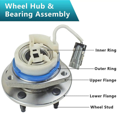 Wheel Bearing Hub Assembly 513121 Front And Rear Set For Chevrolet Impala Venture Monte Carlo with labeled parts