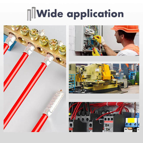 300 Piece Wire Ferrules Kit For 16 To 2/0 AWG Cables Non Insulated Pure Copper Crimp Connectors in various applications