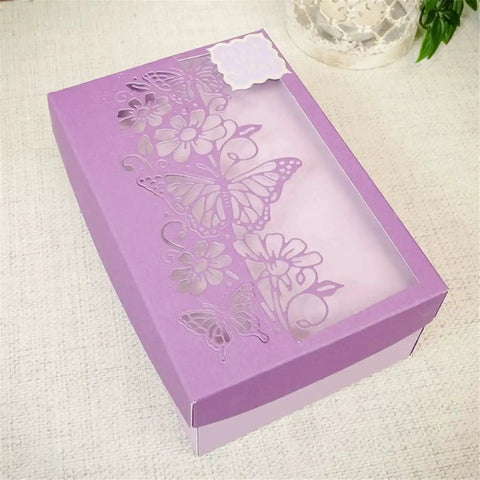 Butterfly Flower Scrapbooking Die Cuts For Card Making And DIY Album Decor Christmas Metal Cutting Dies on purple box