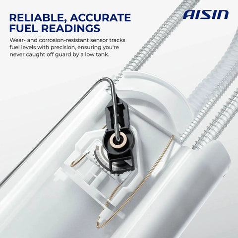 Close-up of fuel pump module assembly for Ford Explorer and Flex 2013 to 2019 Police Interceptor Utility 2014 to 2019 and Lincoln MKT 2013 to 2019 with 2.3L 3.5L and 3.7L engines plug and play direct fit reliable long term performance, showing sensor.