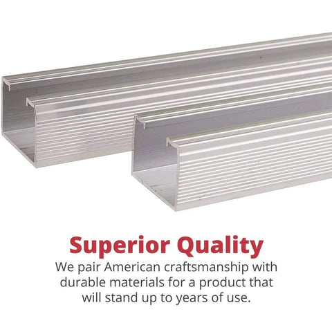 Close-up of Heavy Duty Bypass Track And Hardware Set For Two Door Sliding System 96 Inch Aluminum Top Hung Track showcasing aluminum rails