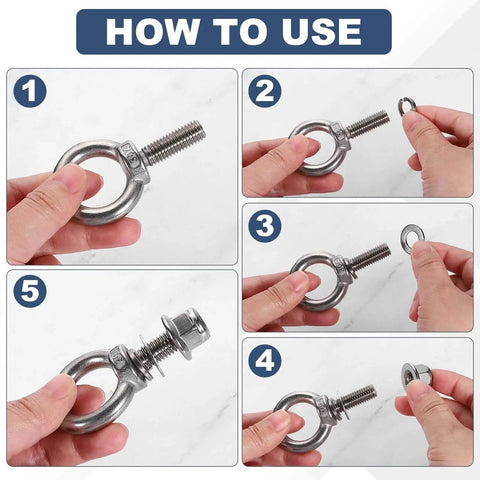 Step-by-step installation of M3 Shoulder Eye Bolts Set 2 Pieces 304 Stainless Steel Lifting Ring Threaded Eye Bolts