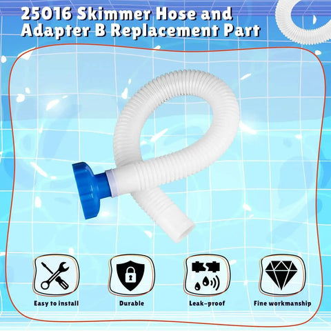 All In One 8 Piece Water Jet Connector Kit skimmer hose and Adapter B against pool grid background