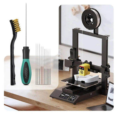 Pro Grade 3D Printer Nozzle Cleaning Kit With Soft Rubber Handle, 0.4mm Cleaning Needles And Copper Wire Brush, Great For 1.75mm Nozzles