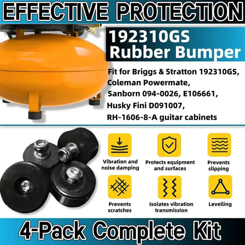 Heavy Duty Rubber Feet Pads Set of Four For Anti Vibration On Air Compressors Generators 0.75 By 1.5 Inch with stainless steel washers