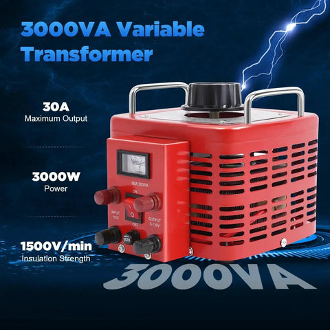 Beefy 3000W Variac Transformer With 0 To 130V Output 3000VA Metered Voltage Regulator Adjustable 30A Power Converter front view